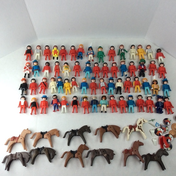 Geobra Playmobil Lot of 63 People Plus 11 Horses And...